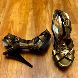 Michael Kors Gold Metallic Heels Size 7.5